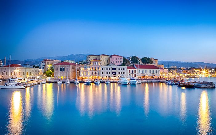 Chania port at the night 